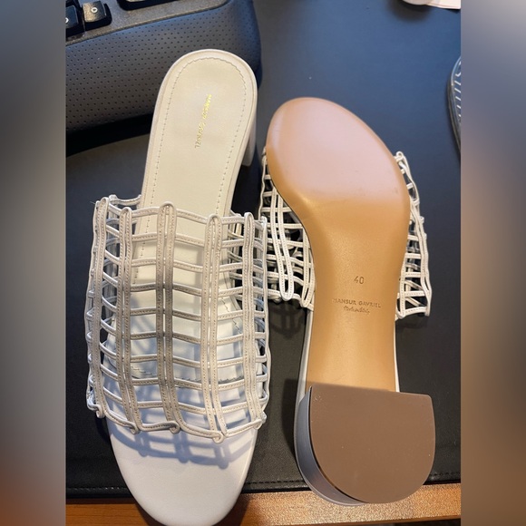 Mansur Gavriel Lamb Grid Mule NWOB size 40 White Leather - Picture 3 of 3